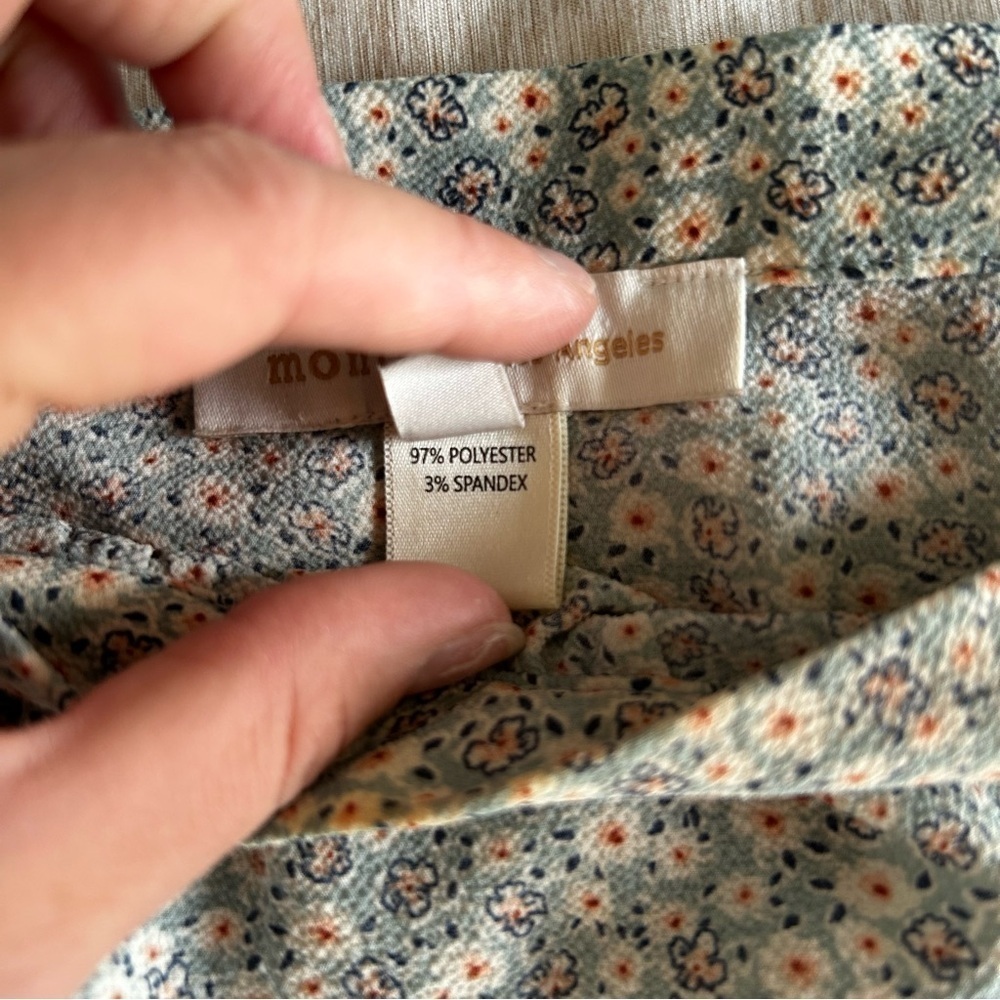 Monteau Cottagecore, Farmhouse, Square Neck Line, Floral Light Green Midi Dress - Picture 5 of 8